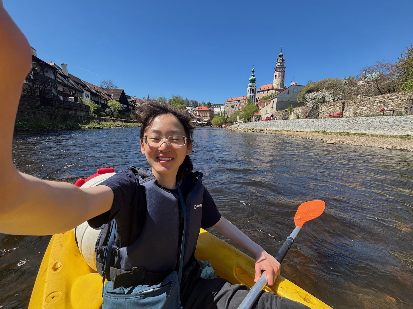 ... and this is me kayaking in the Czech Republic next to a castle built in the 13th century