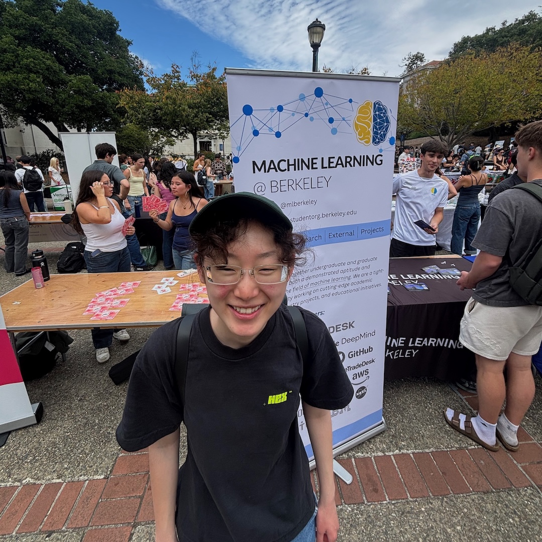 Tabling for my club Machine Learning @ Berkeley during the first week of senior year